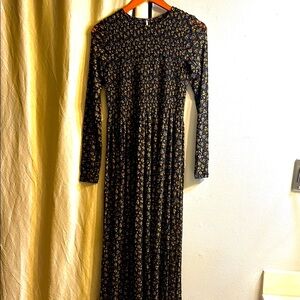 Free People Orange and Black Long Sleeve Cocktail Gown